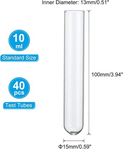 PATIKIL 10ml Test Tubes, 30pcs 3.94x0.59in Glass Clear Round Bottom Test Tube Containers for Bead Party Candy Bath Salt Storage Scientific Experiment Plant Propagation in Saudi Arabia