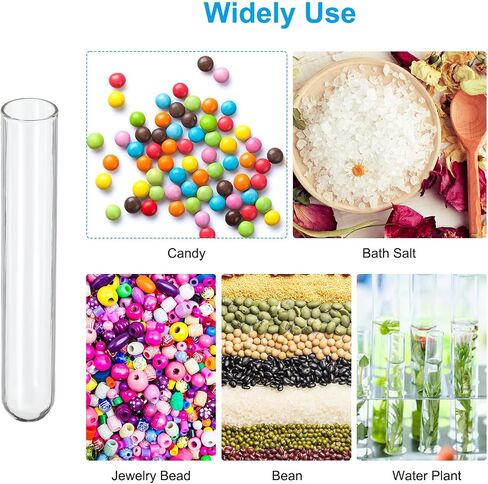 PATIKIL 10ml Test Tubes, 30pcs 3.94x0.59in Glass Clear Round Bottom Test Tube Containers for Bead Party Candy Bath Salt Storage Scientific Experiment Plant Propagation in Saudi Arabia