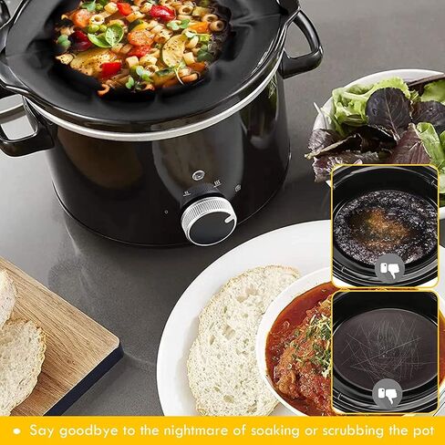 2023 NEW Silicone Slow Cooker Liners, Reusable Slow Cooker Liners Fit 6 7 8 Quarts Oval Round Pot Slow Cookers Bags Divider, Leakproof Dishwasher Safe Cooking Liner (Grey,6-7QT) in Saudi Arabia