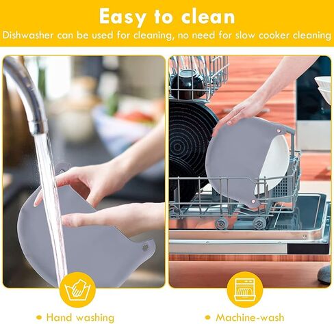 2023 NEW Silicone Slow Cooker Liners, Reusable Slow Cooker Liners Fit 6 7 8 Quarts Oval Round Pot Slow Cookers Bags Divider, Leakproof Dishwasher Safe Cooking Liner (Grey,6-7QT) in Saudi Arabia