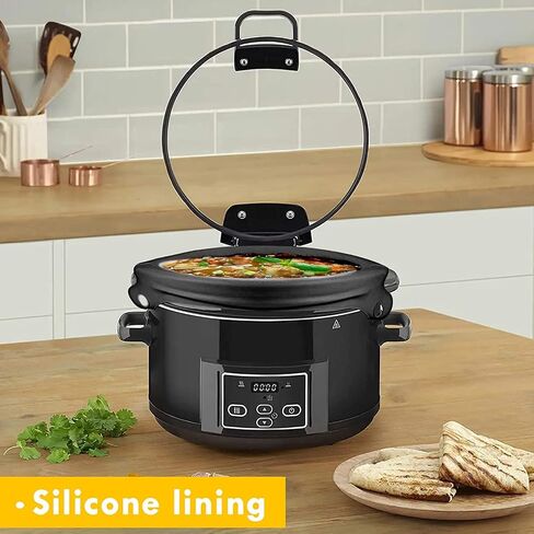 2023 NEW Silicone Slow Cooker Liners, Reusable Slow Cooker Liners Fit 6 7 8 Quarts Oval Round Pot Slow Cookers Bags Divider, Leakproof Dishwasher Safe Cooking Liner (Grey,6-7QT) in Saudi Arabia