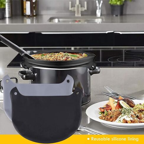 2023 NEW Silicone Slow Cooker Liners, Reusable Slow Cooker Liners Fit 6 7 8 Quarts Oval Round Pot Slow Cookers Bags Divider, Leakproof Dishwasher Safe Cooking Liner (Grey,6-7QT) in Saudi Arabia