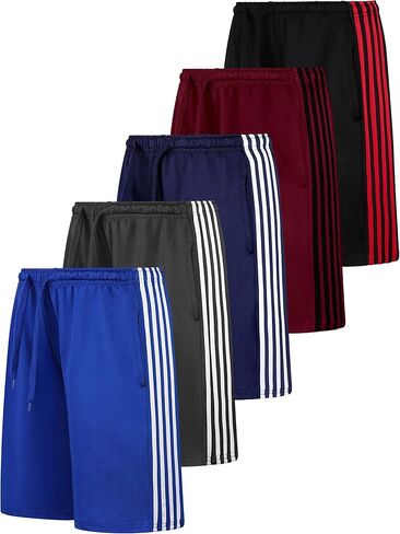 مجموعة من 5 شورتات رياضية للأولاد من ريسينتا، شورت رياضي نشط سريع الجفاف لأداء رياضي وجري وكرة السلة مع جيوب in Kuwait