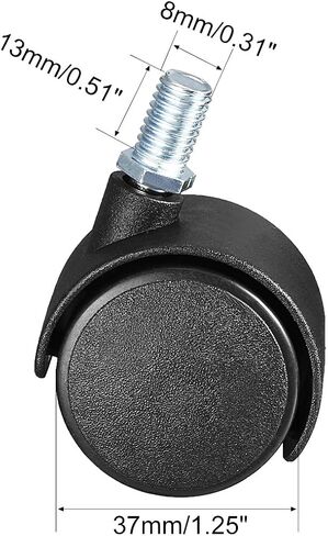 uxcell 2 Pcs 1.5 Inch Swivel Caster Wheels Nylon 360 Degree Threaded Stem Caster Wheel, M8 x 13mm, 33lb Capacity in Saudi Arabia