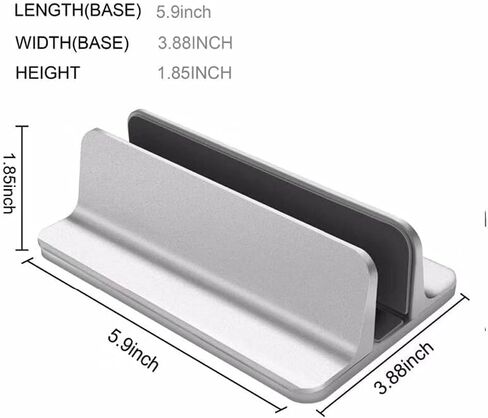 Vertical Laptop Stand Holder, Desktop Aluminum Notebook Stand with Adjustable Dock Size(Up to 17.3 inch) Compatible with All Lenovo/MacBook Pro/Air Dell Hp Surface iPad Gaming Laptops(Silver) in Saudi Arabia
