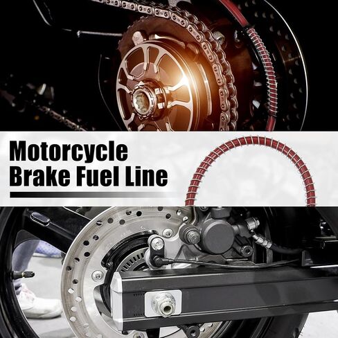 Motoforti 90cm 35.43" 10mm Motorcycle Braided Brake Clutch Oil Hoses Line Pipe Clutch Throttle Gas Line Fuel Pipe Red for ATV for Dirt Bike in Saudi Arabia
