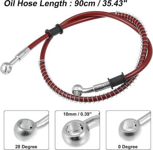 Motoforti 90cm 35.43" 10mm Motorcycle Braided Brake Clutch Oil Hoses Line Pipe Clutch Throttle Gas Line Fuel Pipe Red for ATV for Dirt Bike in Saudi Arabia