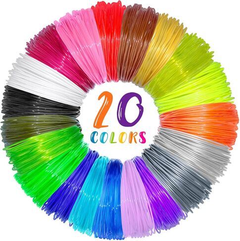 20 Colors 3D Pen PLA Filament Refills, 1.75mm Premium Printing Filament for 3D Printer/ 3D Pen, Each Color 16 Feet, Total 320 feet, with 2 Finger Caps by Vomika (20) in Saudi Arabia