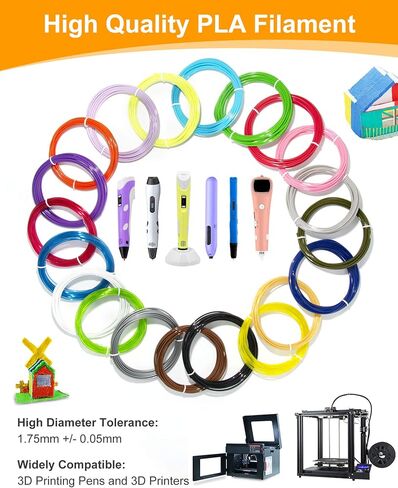 20 Colors 3D Pen PLA Filament Refills, 1.75mm Premium Printing Filament for 3D Printer/ 3D Pen, Each Color 16 Feet, Total 320 feet, with 2 Finger Caps by Vomika (20) in Saudi Arabia
