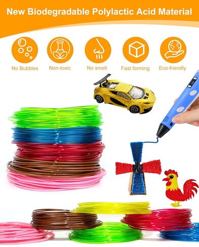 20 Colors 3D Pen PLA Filament Refills, 1.75mm Premium Printing Filament for 3D Printer/ 3D Pen, Each Color 16 Feet, Total 320 feet, with 2 Finger Caps by Vomika (20) in Saudi Arabia