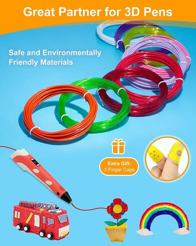 20 Colors 3D Pen PLA Filament Refills, 1.75mm Premium Printing Filament for 3D Printer/ 3D Pen, Each Color 16 Feet, Total 320 feet, with 2 Finger Caps by Vomika (20) in Saudi Arabia