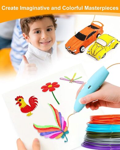 20 Colors 3D Pen PLA Filament Refills, 1.75mm Premium Printing Filament for 3D Printer/ 3D Pen, Each Color 16 Feet, Total 320 feet, with 2 Finger Caps by Vomika (20) in Saudi Arabia