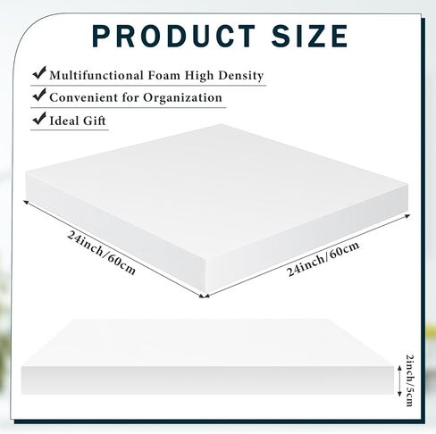 2" x 24" x 24" Upholstery Foam Cushion High Density Chair Cushion Square Foam for Dinning Chairs Wheelchair Seat Cushion Pillow Couch Cushion Replacement Foam Padding in Saudi Arabia