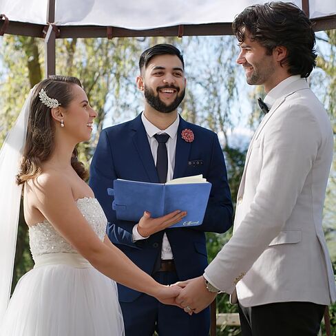 Wedding Officiant Book with Pen, 200 Pages A5 Lined Leather Wedding Journal Notebook, Pastor Ministers Sermon Officiant Gifts for Wedding Day Ceremony Proposal- Black in Kuwait