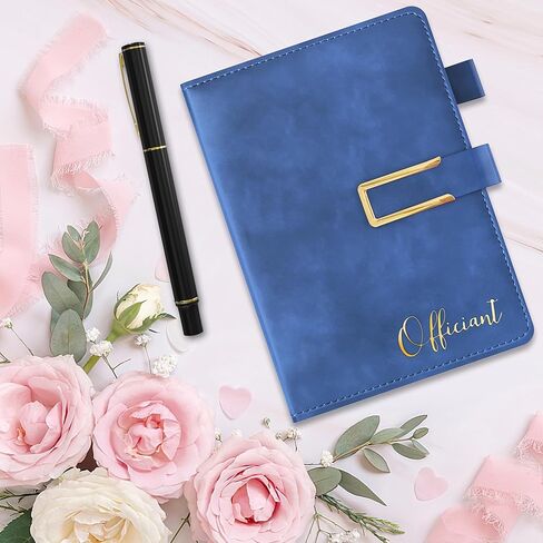 Wedding Officiant Book with Pen, 200 Pages A5 Lined Leather Wedding Journal Notebook, Pastor Ministers Sermon Officiant Gifts for Wedding Day Ceremony Proposal- Black in Kuwait