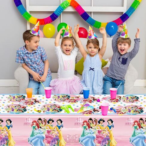 41pcs Princess Birthday Party Supplies ,20 Plates + 20 Napkin + 1Tablecloth Princess Party Decorations Supplies ， Kids Party Decoration Supplies in Saudi Arabia