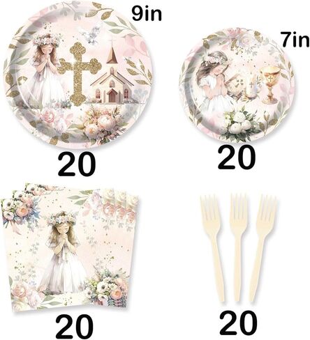 80 قطعة من HEETON مستلزمات حفلات التواصل الأول من God Bless وديكورات المعمودية للفتيات وديكورات الحفلات للفتيات الورديات في عيد الميلاد in Kuwait