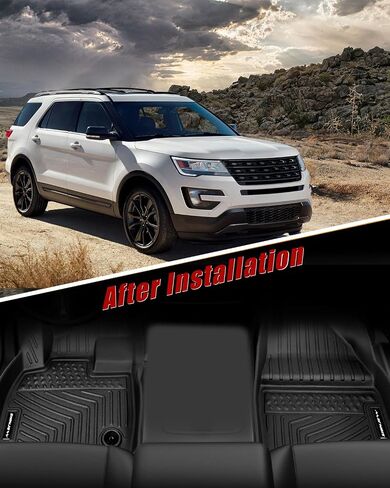 Floor Mats Compatible with Ford Explorer 7 Seat 2015-2019, All Weather Floor Liners Full Set 1th 2nd 3rd, Waterproof Non-Slip TPE Custom Floor Mats Accessories for Car Front and Back in Saudi Arabia