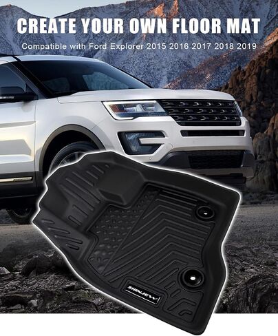 Floor Mats Compatible with Ford Explorer 7 Seat 2015-2019, All Weather Floor Liners Full Set 1th 2nd 3rd, Waterproof Non-Slip TPE Custom Floor Mats Accessories for Car Front and Back in Saudi Arabia
