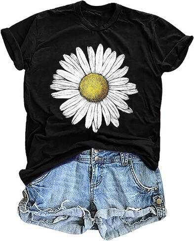 LAZYCHILD Sunflower Shirts for Women Flower Graphic Tees Shirts Inspirational Tees Casual Faith Shirt Tops in Saudi Arabia
