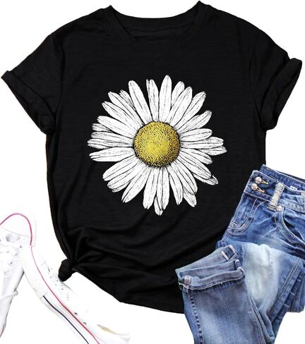 LAZYCHILD Sunflower Shirts for Women Flower Graphic Tees Shirts Inspirational Tees Casual Faith Shirt Tops in Saudi Arabia