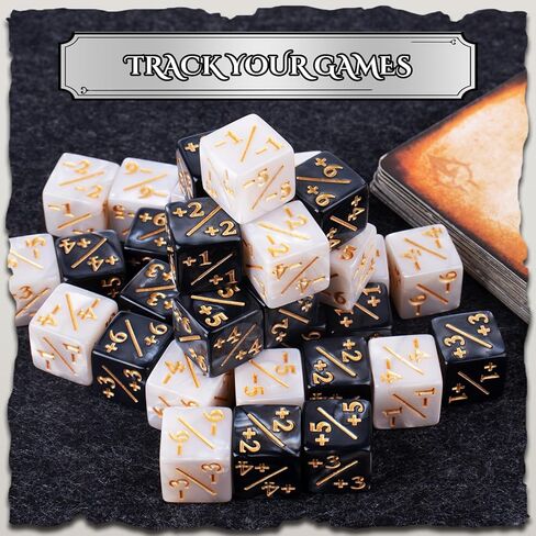 36 قطعة نرد MTG، نرد رمزي، عداد نرد MTG، نرد Magic The Gathering، ملحقات ألعاب البطاقات، لونين (أسود وأبيض) in Kuwait