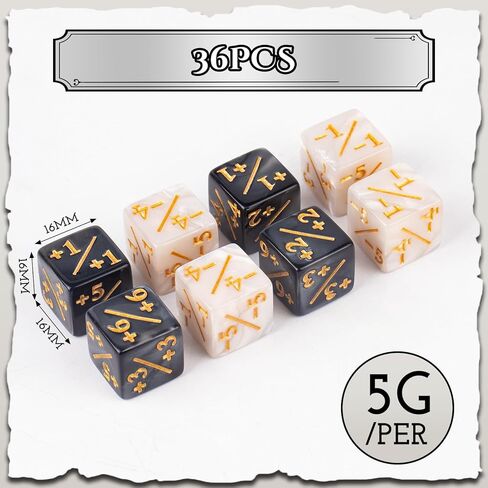 36 قطعة نرد MTG، نرد رمزي، عداد نرد MTG، نرد Magic The Gathering، ملحقات ألعاب البطاقات، لونين (أسود وأبيض) in Kuwait