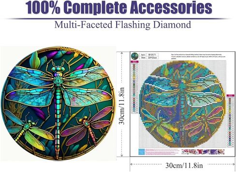 BOHADIY Diamond Painting Kits for Adults - Dragonfly DIY 5D Diamond Art Kits Full Drill Diamond Dots Paintings with Diamonds Gem Art and Crafts Home Decor Stained Glass Dragonfly 12x12inch in Kuwait