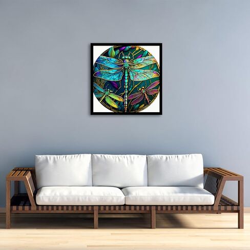 BOHADIY Diamond Painting Kits for Adults - Dragonfly DIY 5D Diamond Art Kits Full Drill Diamond Dots Paintings with Diamonds Gem Art and Crafts Home Decor Stained Glass Dragonfly 12x12inch in Kuwait