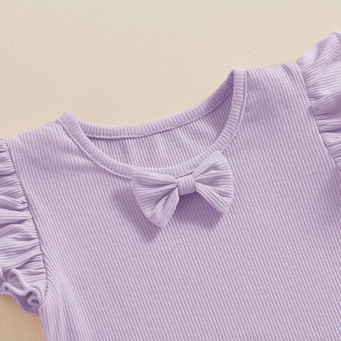 Toddler Baby Clothes for Girls 12 18 24 Month 2T 3T 4T 5T Ruffle Ribbed Knit T-Shirt & Flared Pants Summer Outfits in Saudi Arabia