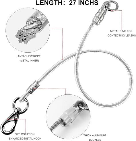 voopet Chew-Proof Dog Leash Extension Works with Any Leash & Collar & Harness - Super Strong and Durable Non-Tangle Connect Leash (Multiple leashes are Used for Multiple Dogs) in Saudi Arabia