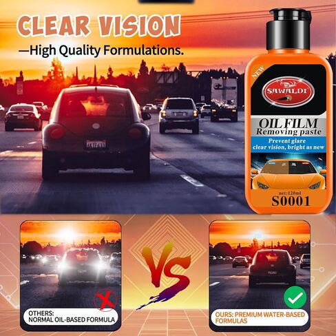 قطعتان من منظف أفلام زيت زجاج السيارة، كريم إزالة الأفلام الزجاجية، منظف أفلام زيت الزجاج الأمامي للسيارة، مزيل أفلام الزيوت الزجاجية للسيارات والمنزل، استعادة وضوح الزجاج بسرعة وسهولة، مع إسفنجة ومنشفة in Kuwait