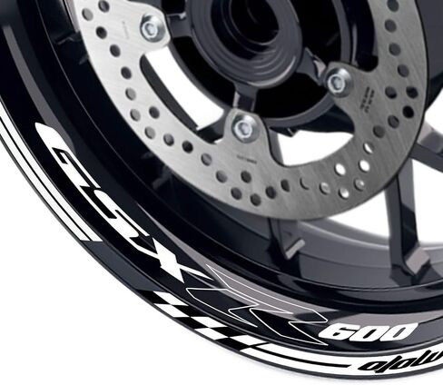 ملصقات حافة عجلة MC MOTOPARTS مقاس 17 بوصة متوافقة مع GSXR 600 92-20 09 12 13 14 15 16 17 18 19 20 أبيض in Kuwait