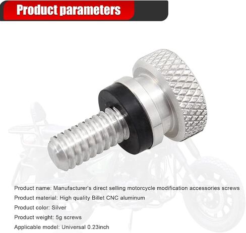 GKmow 1 PC Universal Seat Screw, 0.23" Billet CNC Aluminum Fitting Screw, Seat Fixing Screw Fitting, for Harley Davidson 1996-2023 (Silver) in Saudi Arabia