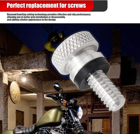 GKmow 1 PC Universal Seat Screw, 0.23" Billet CNC Aluminum Fitting Screw, Seat Fixing Screw Fitting, for Harley Davidson 1996-2023 (Silver) in Saudi Arabia