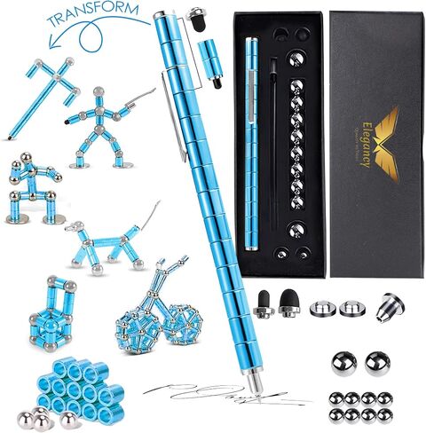Elegancy Fidget Pen Magnetic Balls | Deformable Decompression Magnetic Pen Fidget Toy for Teenager Multi-Functional Ballpoint Pens | Cool Stuff Magnets for Kids (Black) in Saudi Arabia