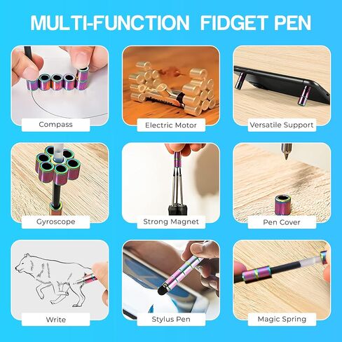 Elegancy Fidget Pen Magnetic Balls | Deformable Decompression Magnetic Pen Fidget Toy for Teenager Multi-Functional Ballpoint Pens | Cool Stuff Magnets for Kids (Black) in Saudi Arabia