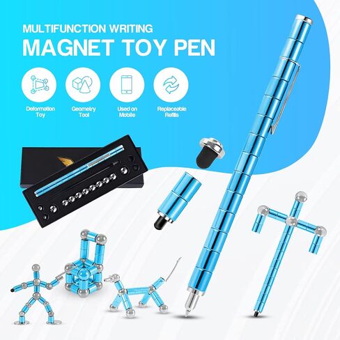 Elegancy Fidget Pen Magnetic Balls | Deformable Decompression Magnetic Pen Fidget Toy for Teenager Multi-Functional Ballpoint Pens | Cool Stuff Magnets for Kids (Black) in Saudi Arabia