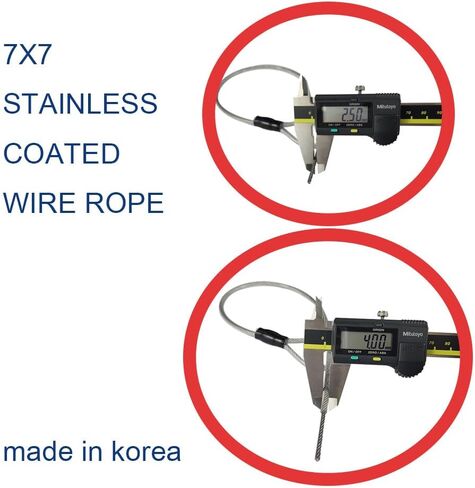 4mm(5/32inch) 3.3ft 5ft 6.6ft 9.9ft Braided Stainless Steel Coated Security Cable Luggage Lock Safety Cable Wire Double Loop Lightweight (9.9ft) in Saudi Arabia
