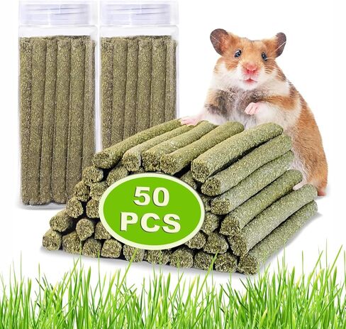 arespark تيموثي القش العصي للأرانب 50pcs، خنازير غينيا الأرانب الهامستر مضغ اللعب، الطبيعية تيموثي العشب المولي الأسنان طحن يعامل للحيوانات الصغيرة يعامل in Kuwait