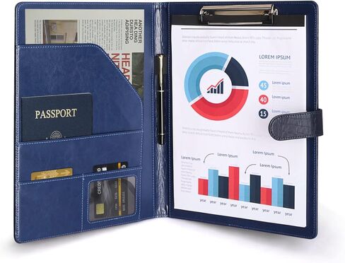 حافظة دفتر ملاحظات من Padfolio، حامل دفتر ملاحظات قانوني، حافظة جلدية بحجم A4 للرجال والنساء، أزرق in Kuwait