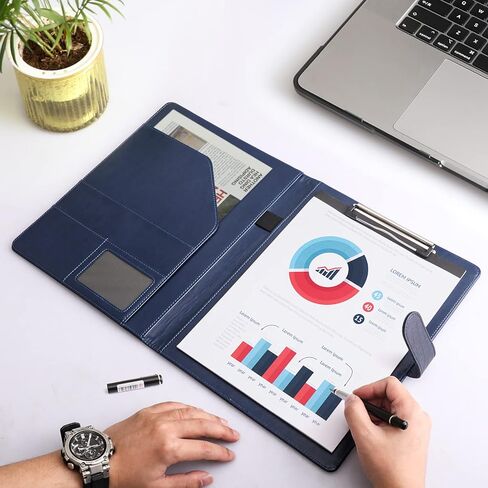 حافظة دفتر ملاحظات من Padfolio، حامل دفتر ملاحظات قانوني، حافظة جلدية بحجم A4 للرجال والنساء، أزرق in Kuwait