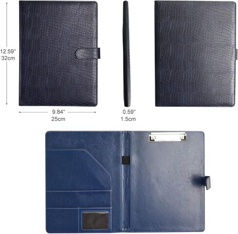 حافظة دفتر ملاحظات من Padfolio، حامل دفتر ملاحظات قانوني، حافظة جلدية بحجم A4 للرجال والنساء، أزرق in Kuwait