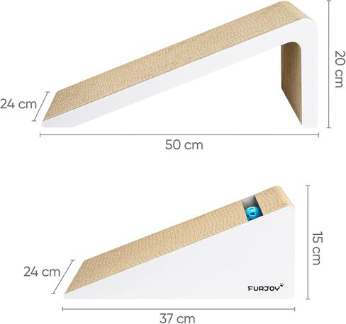 خدش القطط، وسادة خدش مائلة 2 في 1 للقطط، أريكة مموجة لخدش القطط مع لعبة كرة جرس والنعناع البري [ زوايا خدش متعددة، 50 × 24 × 20 سم و 37 × 24 × 15 سم ] in Kuwait