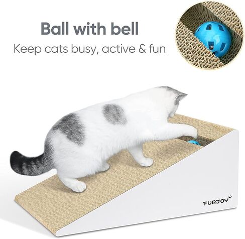 خدش القطط، وسادة خدش مائلة 2 في 1 للقطط، أريكة مموجة لخدش القطط مع لعبة كرة جرس والنعناع البري [ زوايا خدش متعددة، 50 × 24 × 20 سم و 37 × 24 × 15 سم ] in Kuwait