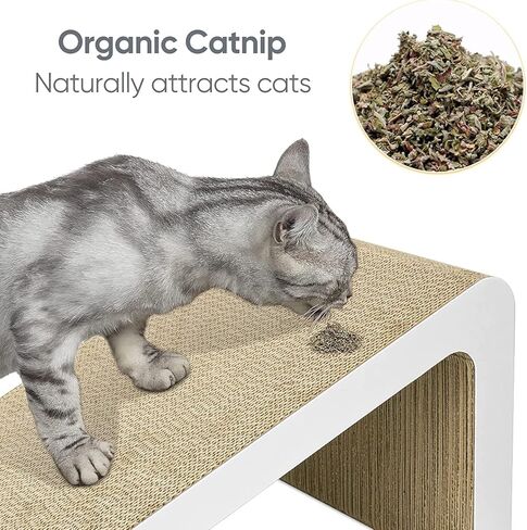 خدش القطط، وسادة خدش مائلة 2 في 1 للقطط، أريكة مموجة لخدش القطط مع لعبة كرة جرس والنعناع البري [ زوايا خدش متعددة، 50 × 24 × 20 سم و 37 × 24 × 15 سم ] in Kuwait