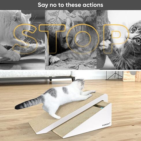 خدش القطط، وسادة خدش مائلة 2 في 1 للقطط، أريكة مموجة لخدش القطط مع لعبة كرة جرس والنعناع البري [ زوايا خدش متعددة، 50 × 24 × 20 سم و 37 × 24 × 15 سم ] in Kuwait