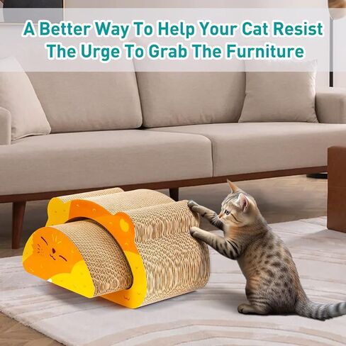 خدش القطط 2 في 1 من Ownpets، لوح خدش للقطط قابل للعكس مع شكل رأس قطة متين وقابل لإعادة التدوير من الورق المقوى للخدش لحماية الأثاث in Kuwait