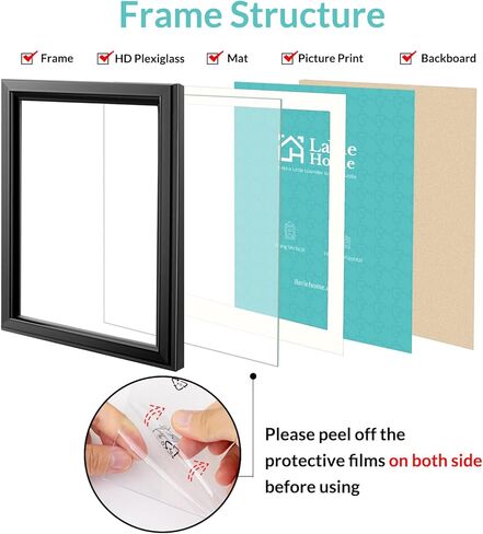 LaVie Home 8x10 Picture Frame Set of 6, Display Picture 5x7 with Mat or 8x10 Without Mat, 8x10 Frame with HD Plexiglass for Wall or Tabletop, Black Classic Collection in Saudi Arabia