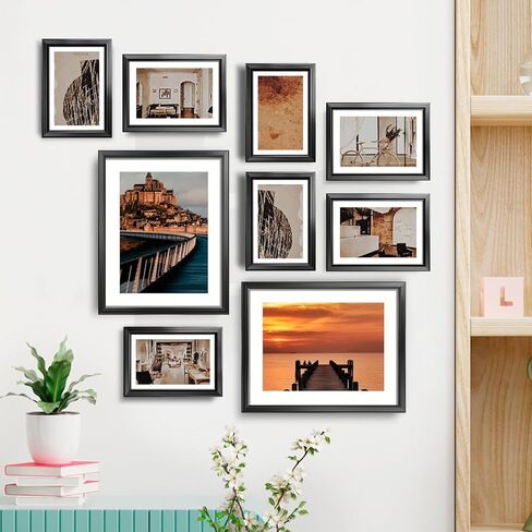 LaVie Home 8x10 Picture Frame Set of 6, Display Picture 5x7 with Mat or 8x10 Without Mat, 8x10 Frame with HD Plexiglass for Wall or Tabletop, Black Classic Collection in Saudi Arabia
